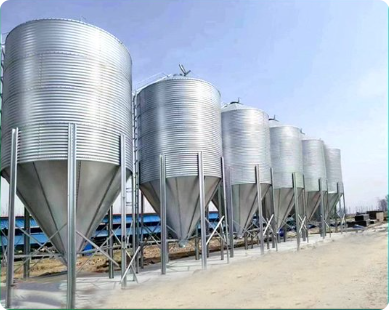 275g/m² double-sided hot dip galvanized steel feed silo, large outdoor automatic feed storage tower for poultry chicken farm feeding system