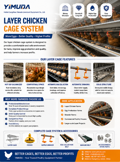 Automatic Layer Chicken Cage System | Efficient Egg Farming Equipment | YIMUDA